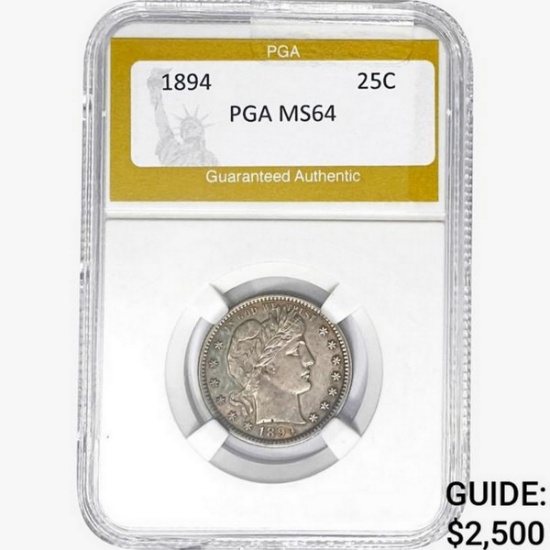 1894 Barber Quarter PGA MS64