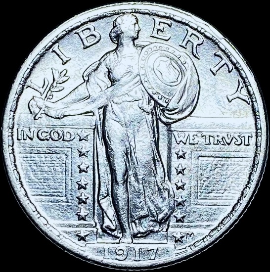 1917 Type 1 Standing Liberty Quarter CHOICE AU