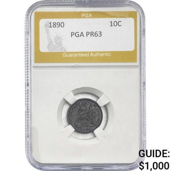 1890 Seated Liberty Dime PGA PR63 PROOF