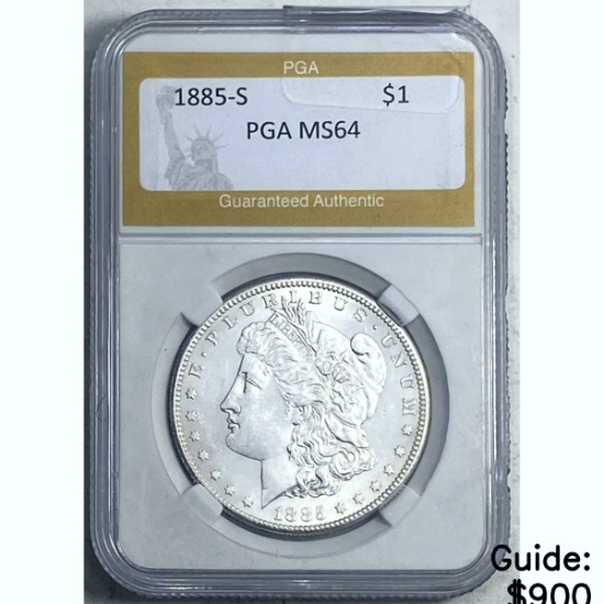 1885-S Morgan Silver Dollar PGA MS64