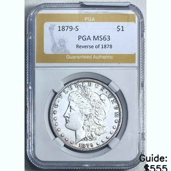 1879-S Rev 78 Morgan Silver Dollar PGA MS63