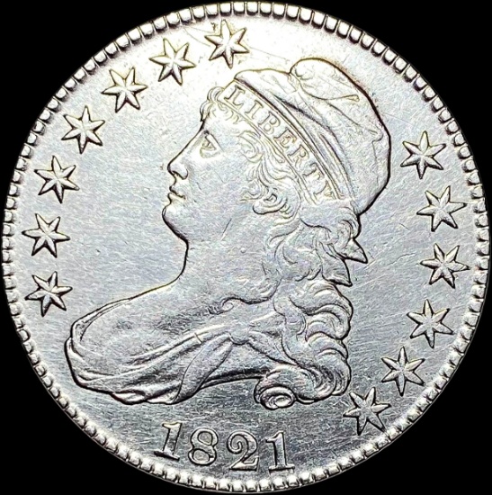 1821 Silver Capped Bust Half Dollar ABOUT UNCIRCULATED
