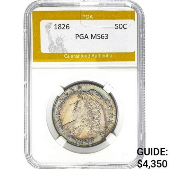 1826 Capped Bust Half Dollar PGA MS63
