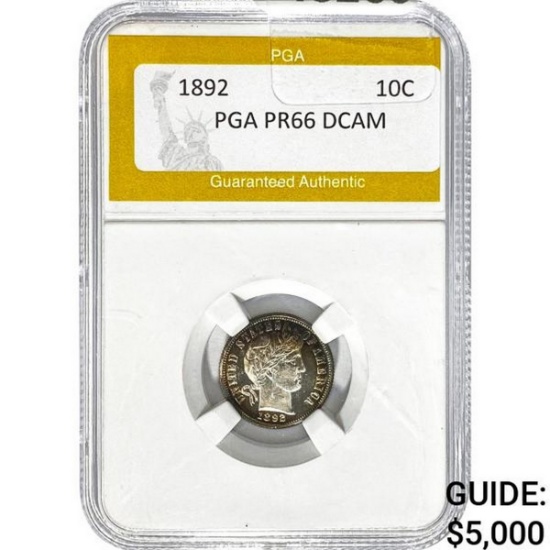 1892 Barber Dime PGA PR66 DCAM