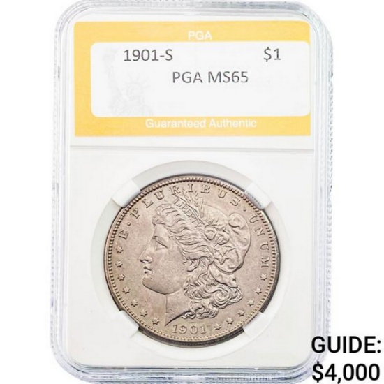 1901-S Morgan Silver Dollar PGA MS65