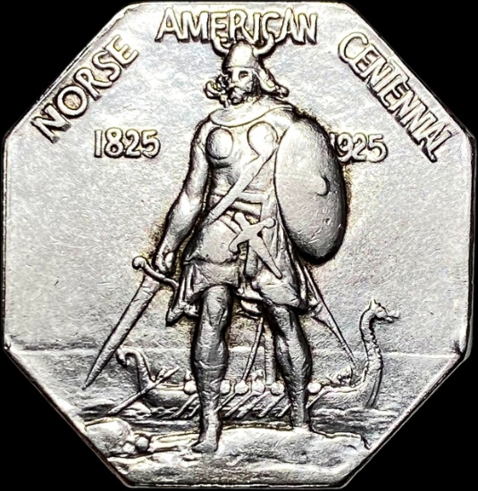 1925 Silver Norse American Medal NEARLY UNCIRCULATED