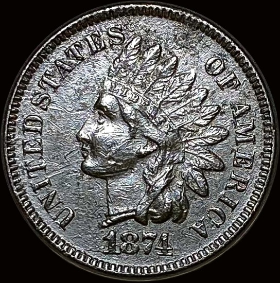 1874 Indian Head Cent ABOUT UNCIRCULATED