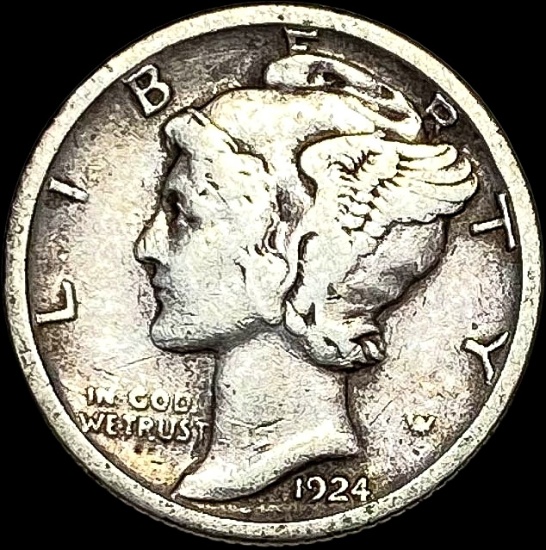 1924-S Silver Mercury Dime LIGHTLY CIRCULATED