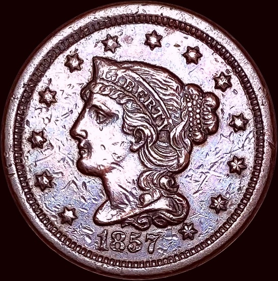 1857 Braided Hair Large Cent CLOSELY UNCIRCULATED