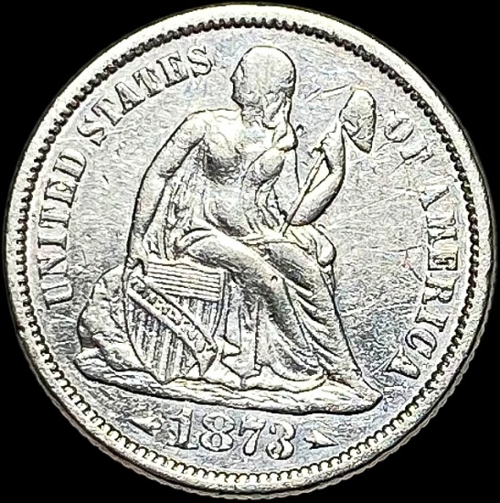 1873 Seated Liberty Dime (No Arrows) ABOUT UNCIRCULATED