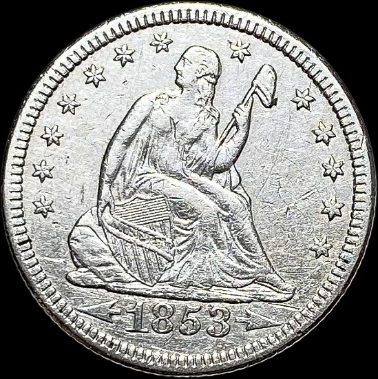 1853-O Silver Seated Liberty Quarter NEARLY UNCIRCULATED