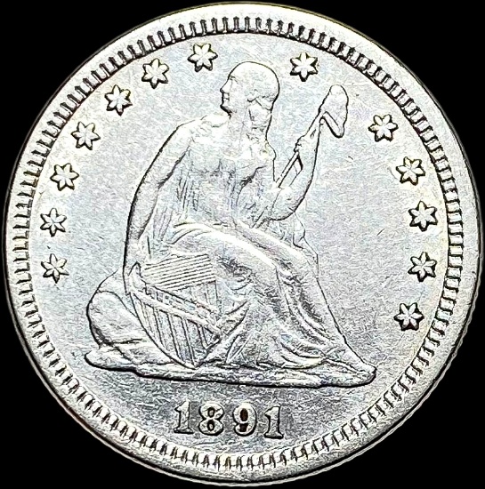 1891 Silver Quarter Dollar (Seated Liberty) CLOSELY UNCIRCULATED