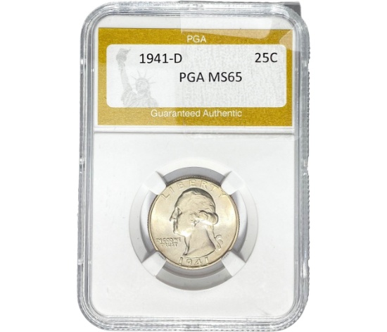 1941-D Washington Silver Quarter PGA MS65