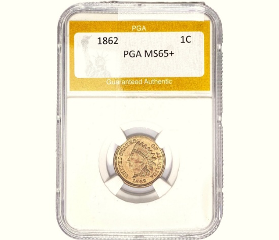 1862 Wheat Cent PGA MS65+