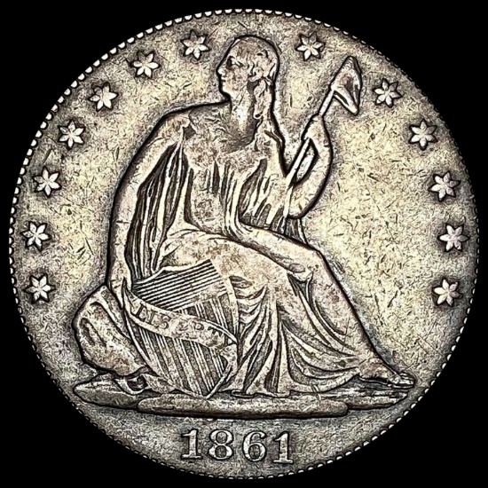 1861 Seated Liberty Half Dollar LIGHTLY CIRCULATED