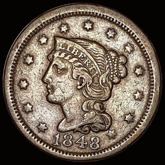1848 Braided Hair Large Cent LIGHTLY CIRCULATED