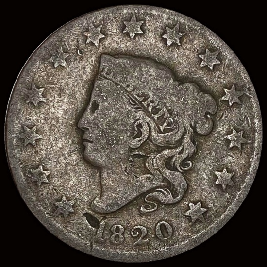 1820 Coronet Head Large Cent NICELY CIRCULATED