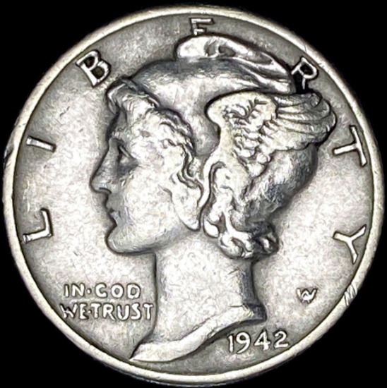 1942-D Silver Mercury Dime NEARLY UNCIRCULATED