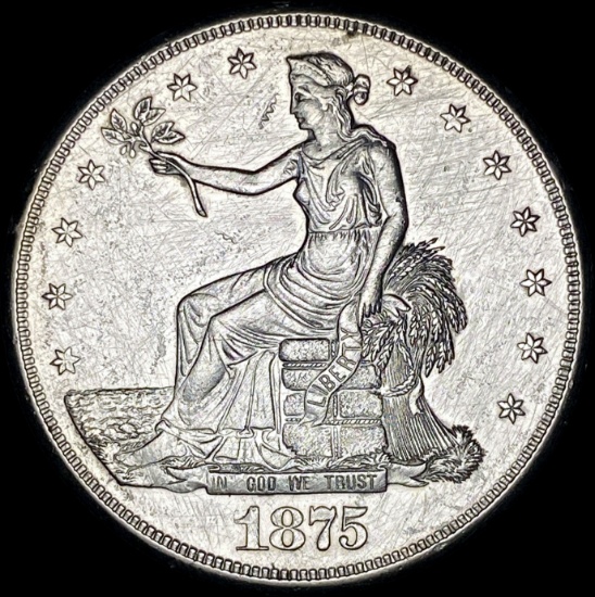1875-S Silver Trade Dollar NEARLY UNCIRCULATED