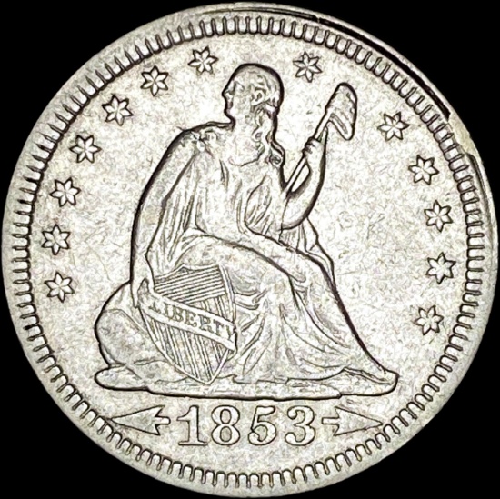 1853 Arrows Seated Liberty Silver Quarter CLOSELY UNCIRCULATED