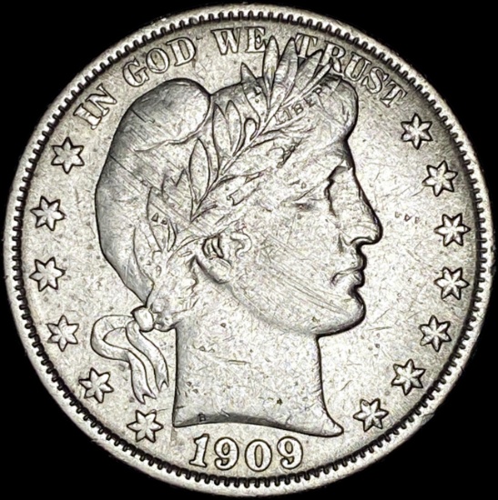 1909-O Silver Barber Half Dollar LIGHTLY CIRCULATED