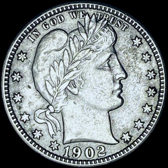 1902-S Silver Barber Quarter CHOICE AU