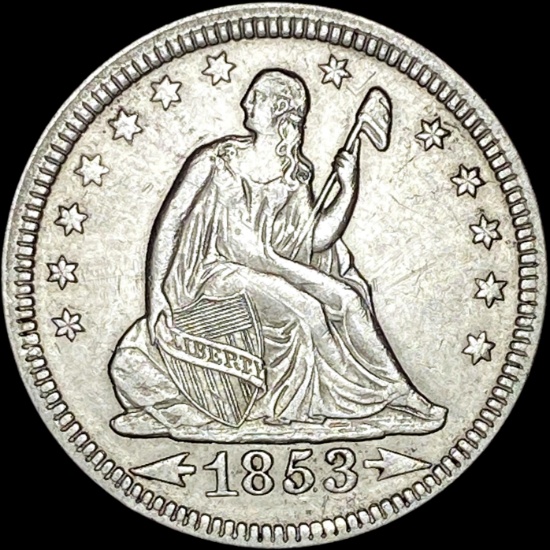 1853 Arrows Seated Liberty Quarter UNCIRCULATED