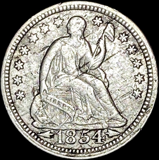 1854 Arrows Seated Liberty Half Dime LIGHTLY CIRCULATED
