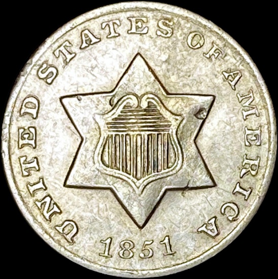 1851 Silver Three-Cent Piece CLOSELY UNCIRCULATED