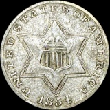 1854 Silver Three-Cent Piece LIGHTLY CIRCULATED