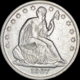 1867 Seated Liberty Half Dollar CHOICE AU