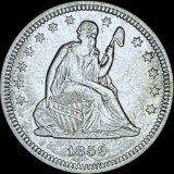 1859 Silver Seated Liberty Quarter CHOICE AU