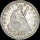 1853 Arrows Seated Liberty Quarter NEARLY UNCIRCULATED