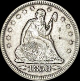 1853 Arrows Seated Liberty Quarter NEARLY UNCIRCULATED