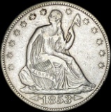 1853 Arrows Seated Liberty Half Dollar CLOSELY UNCIRCULATED