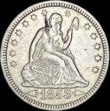 1853 Arrows Seated Liberty Silver Quarter NEARLY UNCIRCULATED
