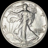 1916-P Silver Walking Liberty Half Dollar CHOICE AU