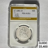 1861-O 50C Seated Liberty PGA AU53