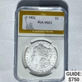 1902 Morgan Dollar PGA MS62 SILVER