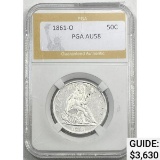 1861-O 50C Seated Liberty PGA AU58 SILVER