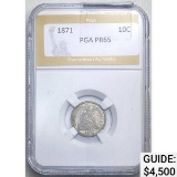 1871 10C Seated Liberty PGA PR65
