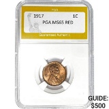 1917 1C Lincoln Wheat PGA MS65 RED