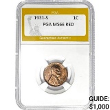 1931-S 1C Lincoln Wheat PGA MS66 RED