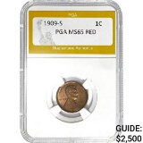 1909-S 1C Lincoln Wheat PGA MS65 RED
