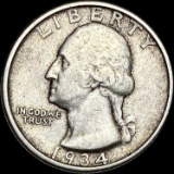 1934 Silver Washington Quarter LIGHTLY CIRCULATED