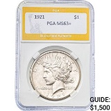 1921 Peace Dollar PGA MS63+ SILVER