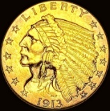 1913 Indian Head Gold $2.5 Quarter Eagle UNCIRCULATED