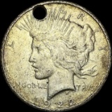 1922 Silver Peace Dollar (holed) NEARLY UNCIRCULATED