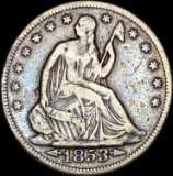 1853 Arrows Seated Liberty Half Dollar LIGHTLY CIRCULATED