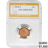 1909-S 1C Lincoln Wheat PGA MS64 RED